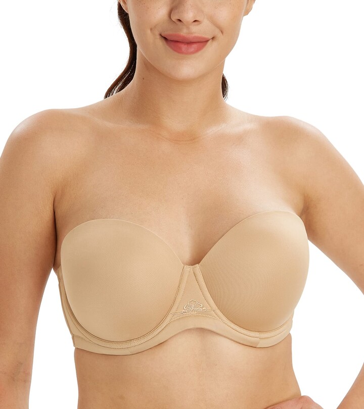 Lemorosy Women's Strapless Bra Full Cup Underwire Removable Straps