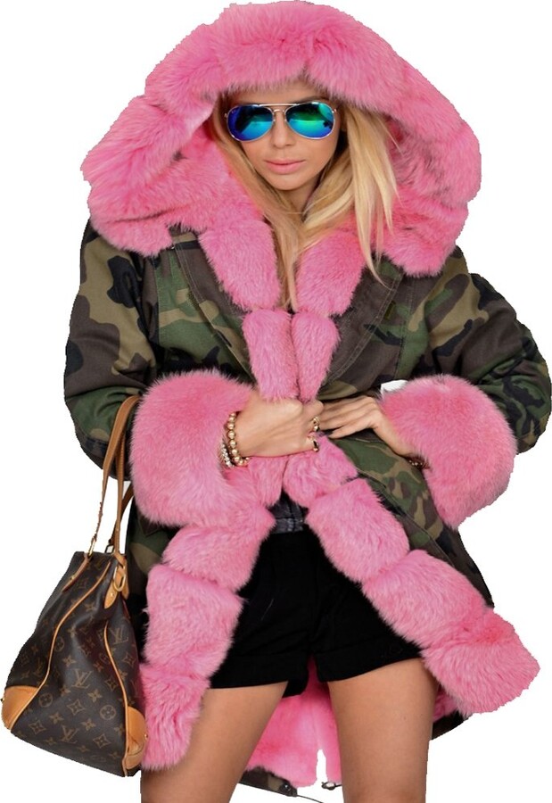 pink plus size winter coats
