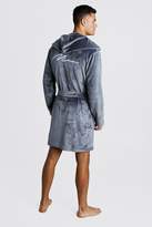 Thumbnail for your product : boohoo Man Embroidery Soft Fleece Robe
