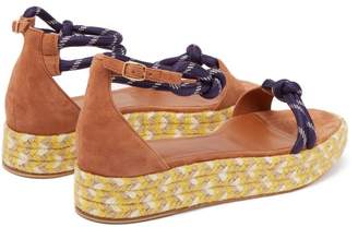 Malone Souliers Simona Rope Strap Flatform Suede Sandals - Womens - Tan Navy