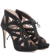 Thumbnail for your product : Miu Miu Suede Lace-up Sandals