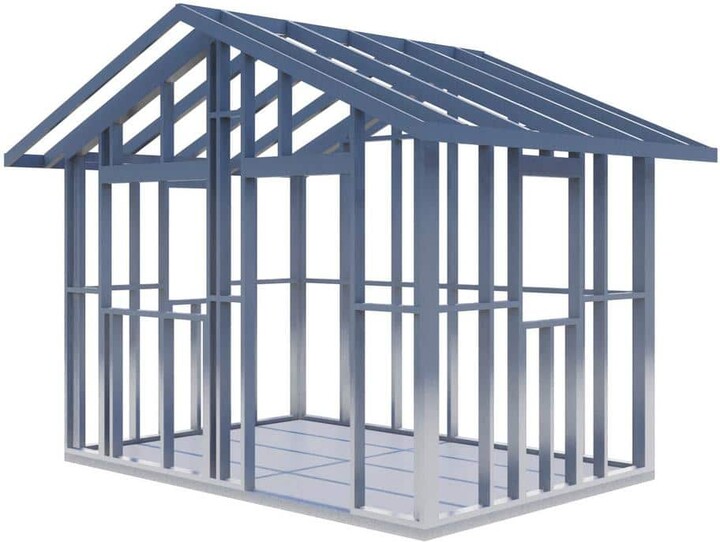 BEDROCK BUILDING GROUP L Steel Frame Home Kit for 96 sq. ft. Mini Model Traditional Home Office Gym Creative Workspace Play Cabin Cottage Shed