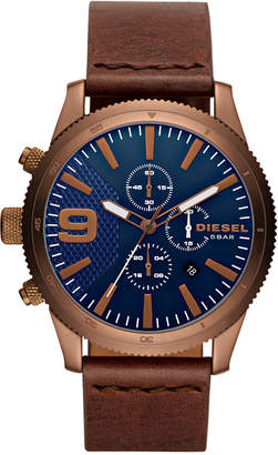 Diesel Men's Chronograph Rasp Chrono 46 Brown Leather Strap Watch 46mm