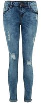 Thumbnail for your product : New Look Teens Blue Mottled Ripped Skinny Jeans