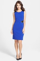 Thumbnail for your product : Ivanka Trump Faux Leather Detail Crepe Sheath Dress