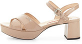 Thumbnail for your product : Prada Patent Crisscross Sandal, Nude