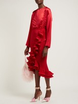Thumbnail for your product : Romance Was Born Bloom Ruffled Plisse Midi Skirt - Dark Red