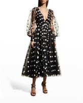 Thumbnail for your product : Monique Lhuillier Polka Dot Tulle Flocked Dress