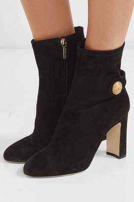 Dolce & Gabbana Embellished Suede Ankle Boots - Black
