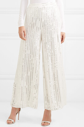 Temperley London Neri Sequin-embellished Crepe Wide-leg Pants - Ivory