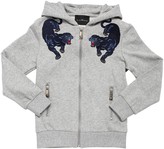 Thumbnail for your product : John Richmond Cotton Zip-up Sweatshirt W/ Patches