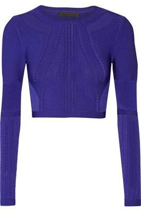 Cushnie Cropped Textured Stretch-Knit Top