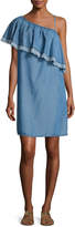 Thumbnail for your product : Splendid Indigo Asymmetric Fringed Chambray Dress, Medium Blue