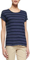 Thumbnail for your product : Vince Striped Rolled-Sleeve Slub Top