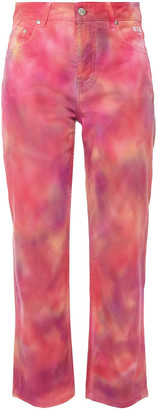 MSGM Cropped Tie-dyed High-rise Straight-leg Jeans