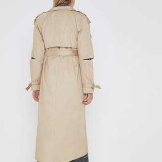 River Island Womens Beige deconstructed sleeve long trench coat