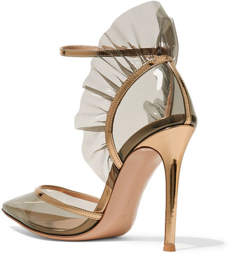 Gianvito Rossi 105 Metallic Leather-trimmed Ruffled Pvc Pumps