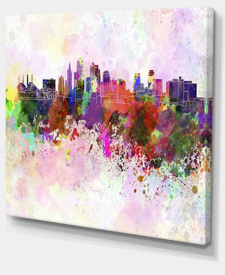 Designart Kansas City Skyline Cityscape Canvas Artwork Print - 40" X 30"