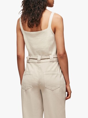 Whistles Linen Blend Ribbed Tank Top