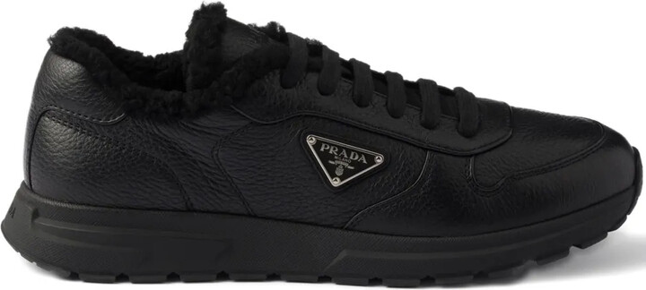 Prada Prax shearling-lining logo leather sneakers