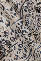 Thumbnail for your product : HVN Long Maria printed silk-satin midi shirt dress