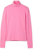 CALVIN KLEIN 205W39NYC - Embroidered Cotton-jersey Turtleneck Top - Pink