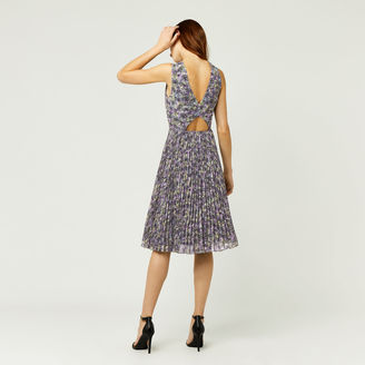 Warehouse Printed Pleated Midi Dress