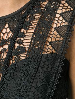 Three floor lace embroidered sleeveless dress