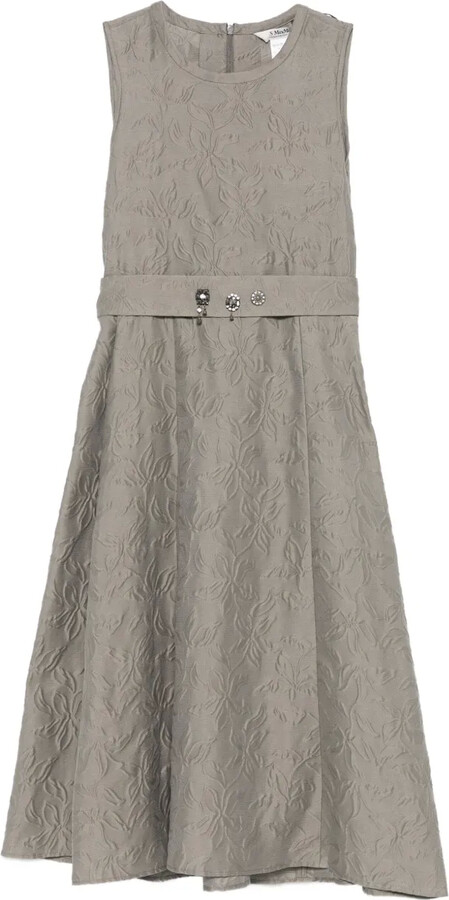 Max Mara Timeless floral-embellished belted midi dress