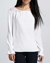 Thumbnail for your product : Cooper & Ella Lacie Lace-Inset Button-Back Blouse