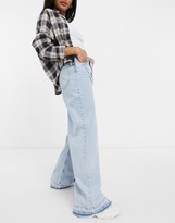 Thumbnail for your product : Stradivarius Petite super wide leg jeans in light wash
