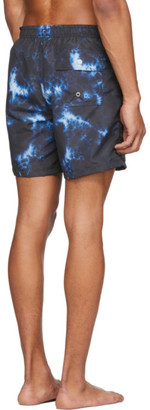 Bather Black and Blue Shibori Swim Shorts