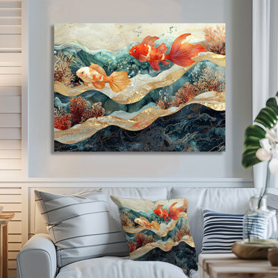 Ivy Bronx Coatal Fish Friends Above A Coral I - Coral Print On Metal