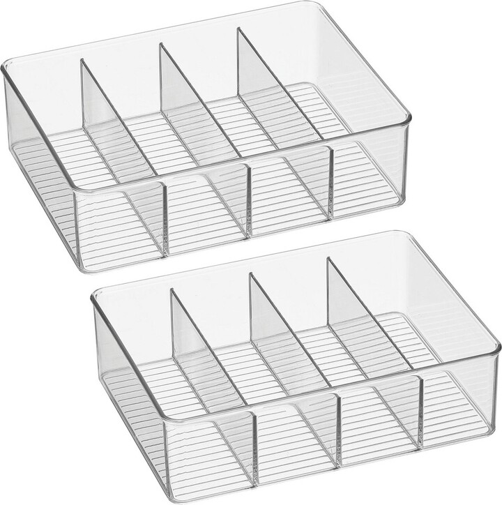 mDesign Divided Storage Containers Clear Plastic Organizer Bins, 8