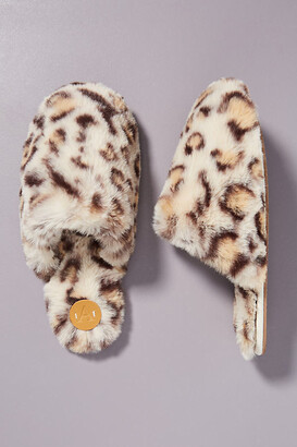 Anthropologie Sadie Faux Fur Slippers By in Beige Size S/M