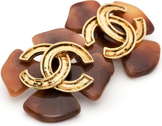 Chanel Pre Owned 1994 CC tortoiseshell-effect clip-on earrings - ShopStyle