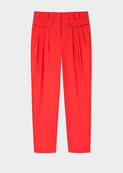 Paul Smith Women's Red Wool Pleated Trousers