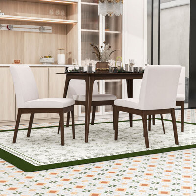 George Oliver 5-Piece Mid-Century Dining Set with Wood Table and 4 Upholstered Chairs