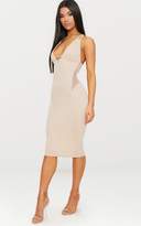 Thumbnail for your product : PrettyLittleThing Nude Strappy Mesh Panel Midi Dress