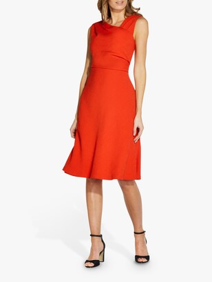 Adrianna Papell Pleated Woven Knee Length Dress, Red