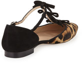 Thumbnail for your product : Oscar de la Renta Evelyn Point-Toe Calf Hair Bow Flat, Leopard