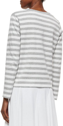 Joan Vass Long-Sleeve Striped Top