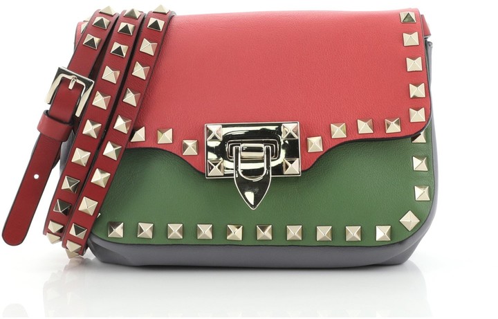 Valentino Tricolor Rockstud Flip Lock Flap Bag Leather Mini - ShopStyle