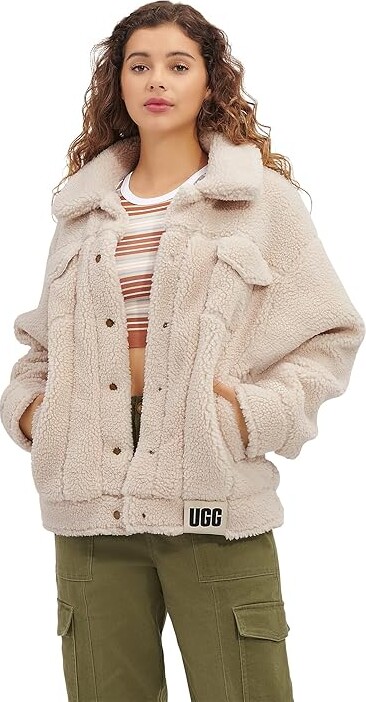 UGG Frankie Sherpa Trucker Jacket Women's Clothing Natural II : LG, Polyester