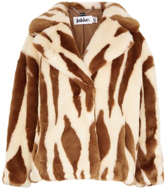 Jakke X Simone Brewster Rita blush printed faux fur coat - ShopStyle