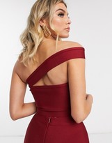 Thumbnail for your product : Band Of Stars bandage strappy bandeau crop top in berry