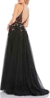 Mac Duggal Beaded Floral Tulle Gown
