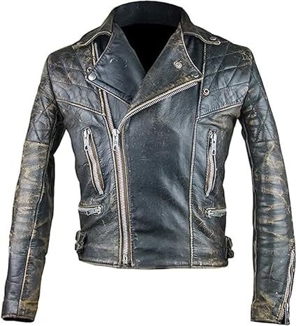 Craftnik Mens Brando Motorcycle Leather Jacket - Cafe Racer Genuine ...