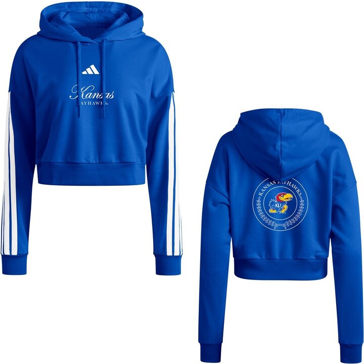 Adidas Women's Royal Kansas Jayhawks Campus Queen Cropped Pullover Hoodie