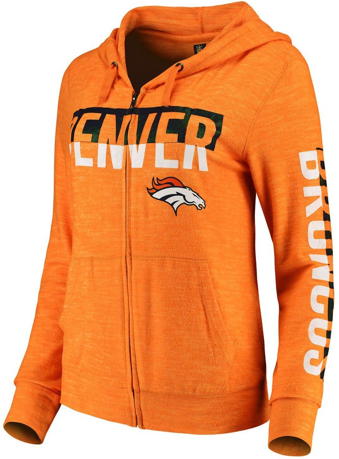 New Era Women's Orange Denver Broncos Glitter Sweater Knit Tri-Blend  Full-Zip Hoodie - ShopStyle